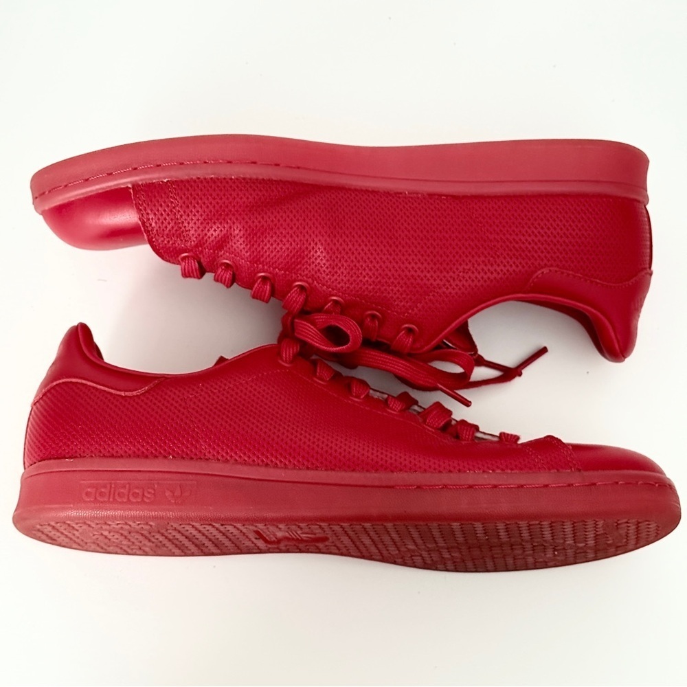 Adidas Stan Smith ART S80248 Scarlett Red Leather Embossed Sneakers Size 10.5 - Picture 5 of 11
